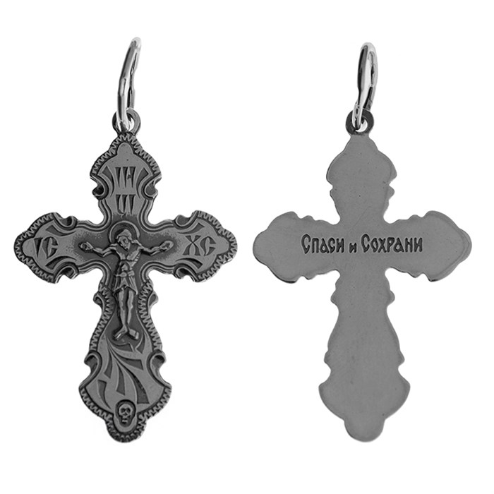 Крест серебряный Ag 925, коллекция Спаси и сохрани, с молитвой Спаси и сохрани, Чернение (оксидирование), 1,86 гр. КРС02241992