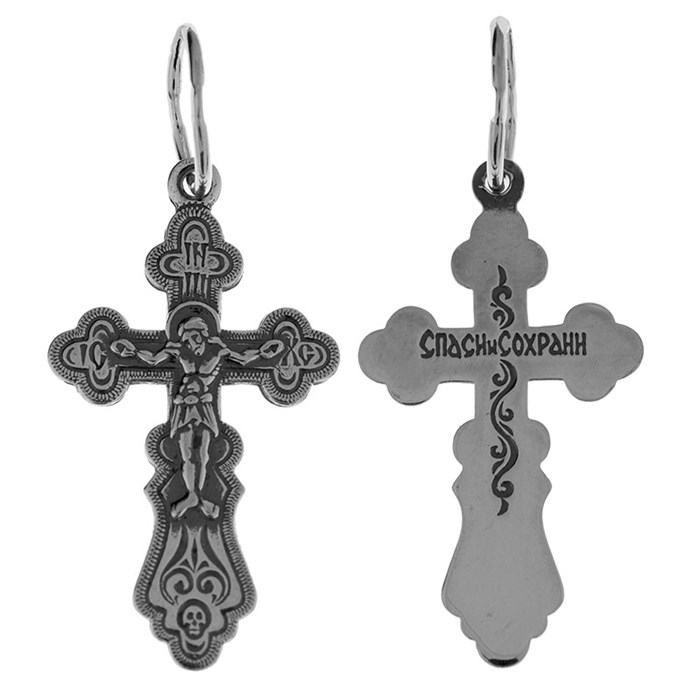 Крест серебряный Ag 925, коллекция Спаси и сохрани, Чернение (оксидирование), 1,12 гр. КРС02242021