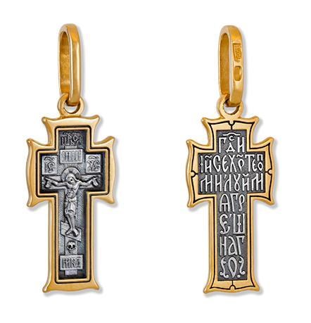 Крест позолоченный Ag 925/Au 585, коллекция Липецк, Позолота желтая 999*, 2,42 гр. КРС02242028