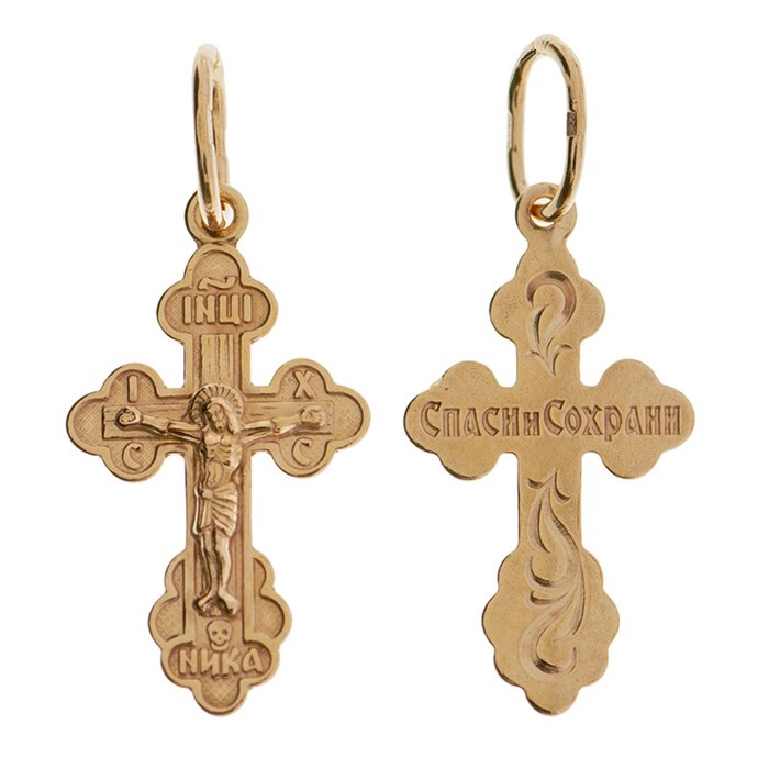 Крест позолоченный Ag 925/Au 585, коллекция Иваново, Позолота красная 585*, 0,82 гр. КРС02242104