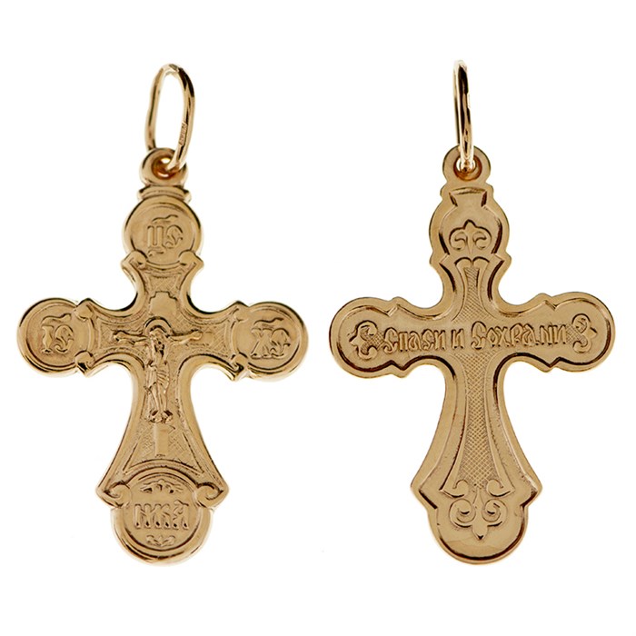 Крест позолоченный Ag 925/Au 585, коллекция Иваново, с молитвой Спаси и сохрани, Позолота красная 585*, 1,57 гр. КРС02242119