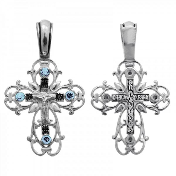 Крест серебряный Ag 925, коллекция Санкт-Петербург, вставка Фианит, Чернение (оксидирование), 2,9 гр. КРС02242162