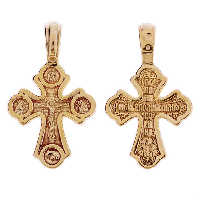 Крест позолоченный Ag 925/Au 585, коллекция Иваново, с молитвой Господи Иисусе Христе, помилу мя грешнаго, Позолота красная 585*, 3,48 гр. КРС02242180