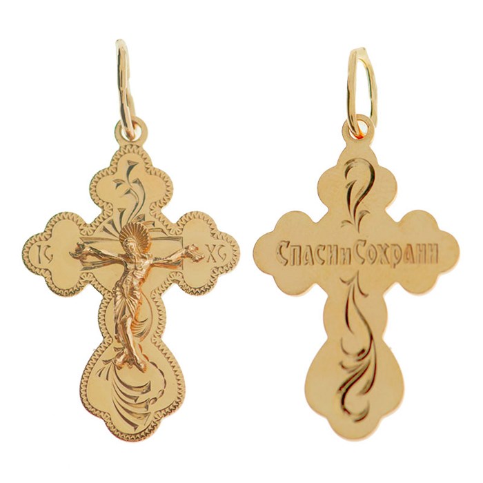 Крест позолоченный Ag 925/Au 585, коллекция Москва златоглавая-2, Позолота красная 585*, 2,54 гр. КРС02242192