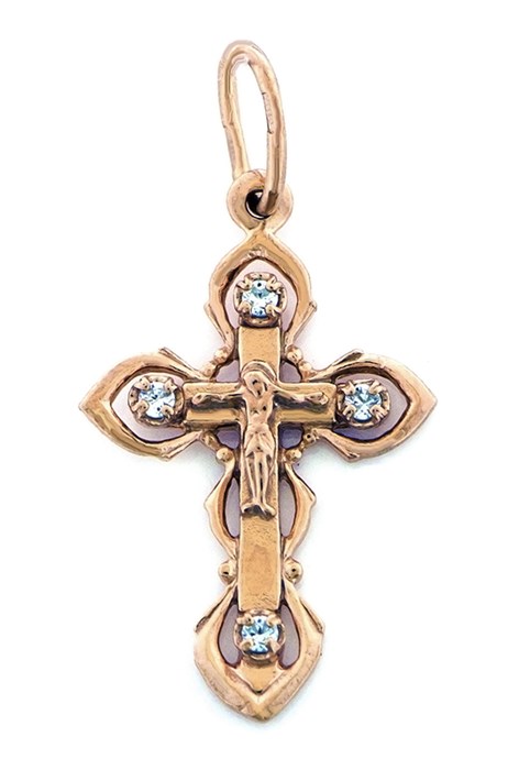 Крест позолоченный Ag 925/Au 585, коллекция Иваново, вставка Фианит, Позолота красная 585*, 1,16 гр. КРС02242197