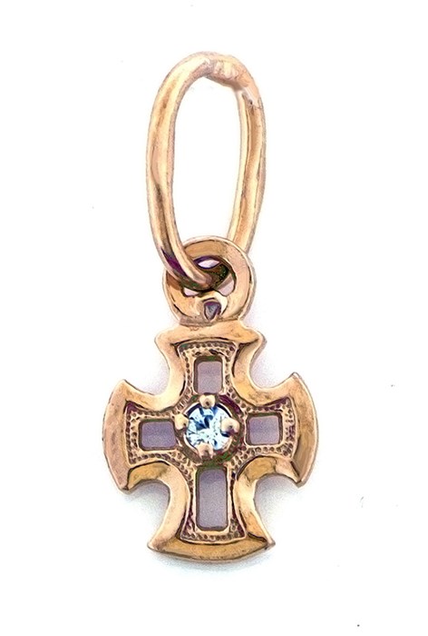 Крест позолоченный Ag 925/Au 585, коллекция Иваново, вставка Фианит, Позолота красная 585*, 0,38 гр. КРС02242201