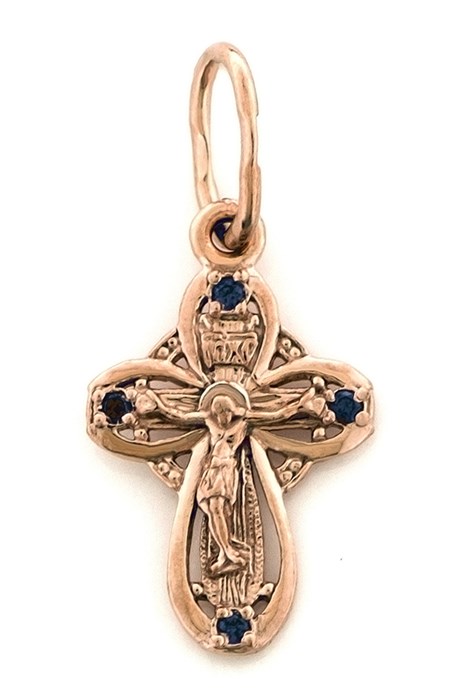 Крест позолоченный Ag 925/Au 585, коллекция Иваново, вставка Фианит, Позолота красная 585*, 0,81 гр. КРС02242203