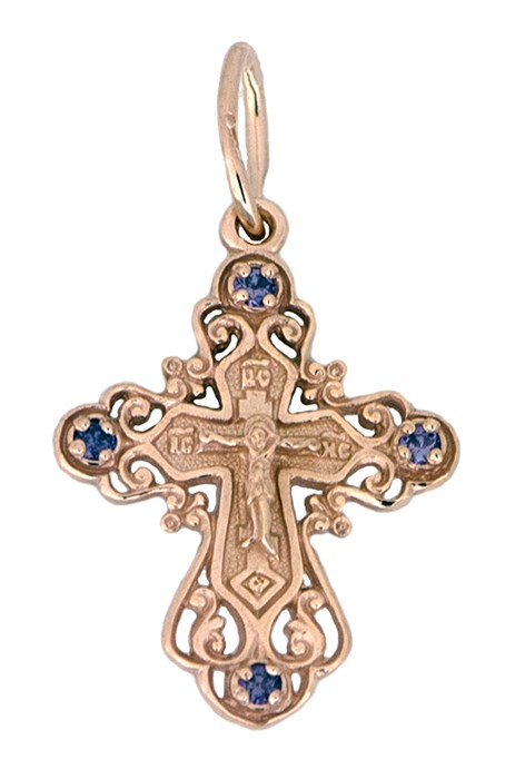 Крест позолоченный Ag 925/Au 585, коллекция Иваново, вставка Фианит, Позолота красная 585*, 1,29 гр. КРС02242207