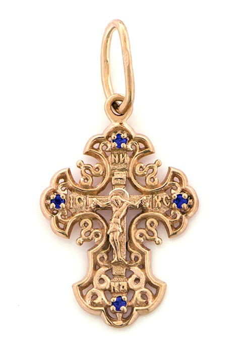 Крест позолоченный Ag 925/Au 585, коллекция Иваново, вставка Фианит, Позолота красная 585*, 1,13 гр. КРС02242209