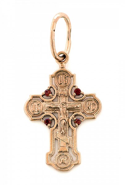 Крест позолоченный Ag 925/Au 585, коллекция Иваново, вставка Фианит, Позолота красная 585*, 1,04 гр. КРС02242210