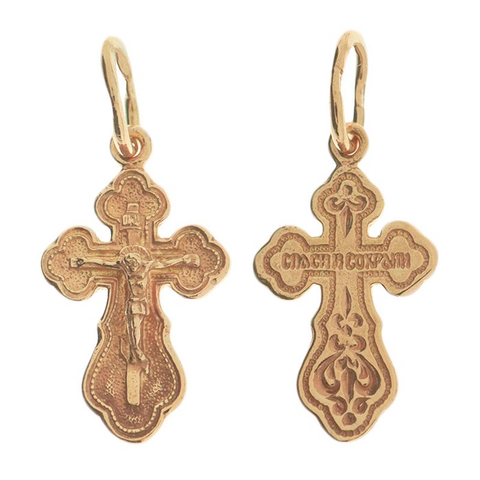 Крест позолоченный Ag 925/Au 585, коллекция Царь Славы, Позолота красная 585*, 0,69 гр. КРС02242218