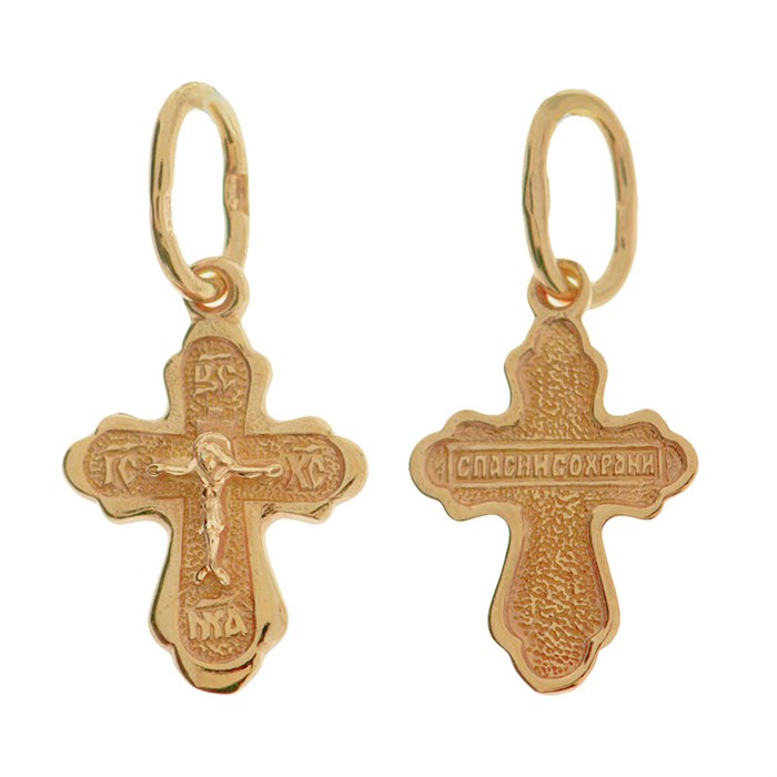 Крест позолоченный Ag 925/Au 585, коллекция Царь Славы, Позолота красная 585*, 0,48 гр. КРС02242219