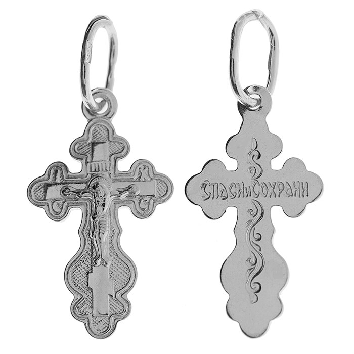 Крест серебряный Ag 925, коллекция Иваново, с молитвой Спаси и сохрани, Платина, 0,7 гр. КРС02242265