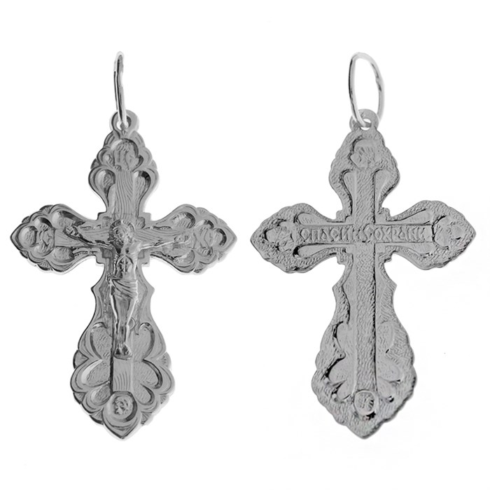 Крест серебряный Ag 925, коллекция Иваново, с молитвой Спаси и сохрани, Платина, 3,87 гр. КРС02242292