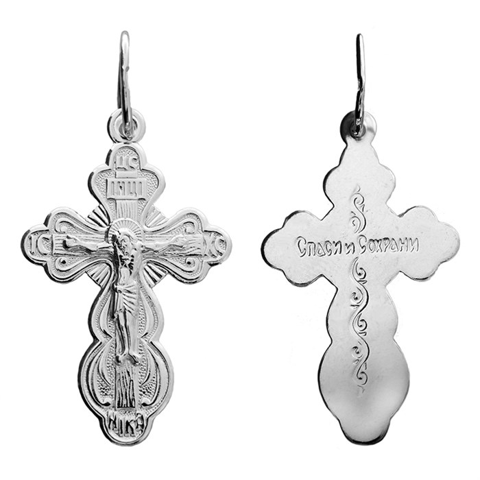 Крест серебряный Ag 925, коллекция Иваново, с молитвой Спаси и сохрани, Платина, 1,73 гр. КРС02242299