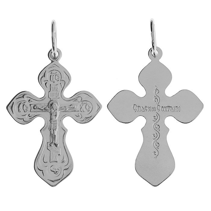 Крест серебряный Ag 925, коллекция Иваново, Платина, 1,54 гр. КРС02242303