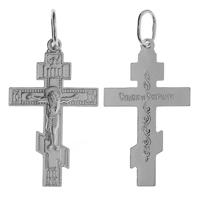 Крест серебряный Ag 925, коллекция Иваново, с молитвой Спаси и сохрани, Платина, 1,51 гр. КРС02242304