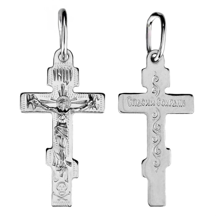 Крест серебряный Ag 925, коллекция Москва златоглавая-2, с молитвой Спаси и сохрани, Платина, 0,9 гр. КРС02242314