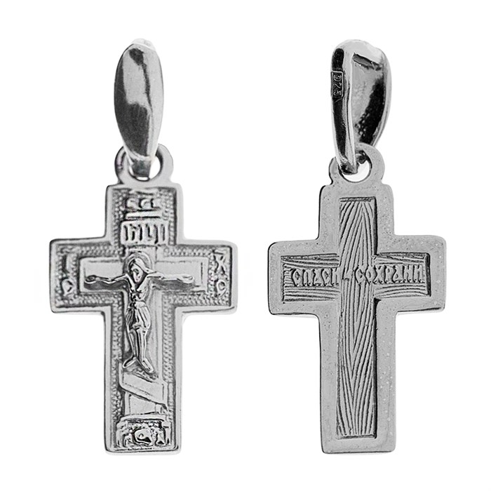 Крест серебряный Ag 925, коллекция Царь Славы, Платина, 0,74 гр. КРС02242384