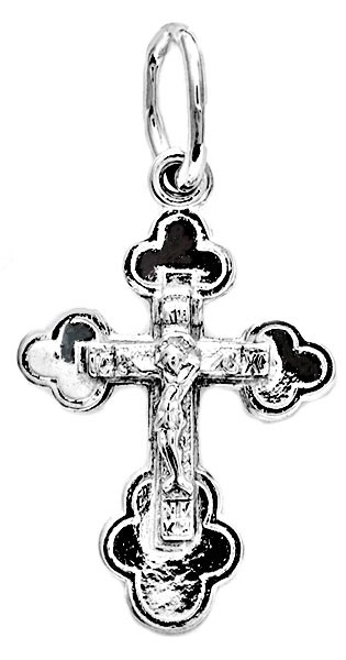 Крест серебряный Ag 925, коллекция Иваново, с молитвой Спаси и сохрани, Родий, 0,65 гр. КРС02242425