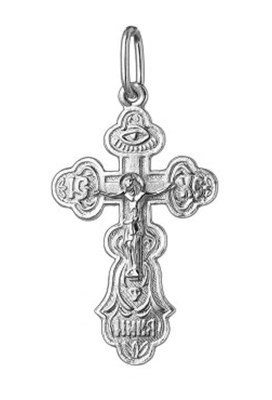 Крест серебряный Ag 925, коллекция Иваново, с молитвой Спаси и сохрани, Родий, 1,84 гр. КРС02242459