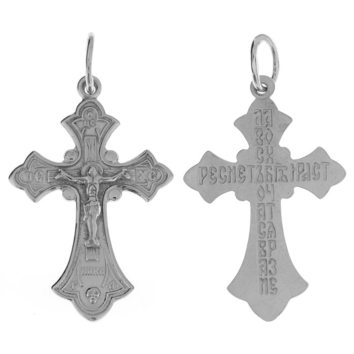 Крест серебряный Ag 925, коллекция Иваново, с молитвой Спаси и сохрани, Родий, 1,41 гр. КРС02242474