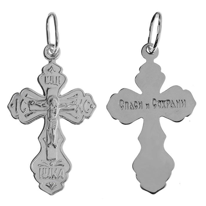 Крест серебряный Ag 925, коллекция Иваново, с молитвой Спаси и сохрани, Родий, 1,25 гр. КРС02242483