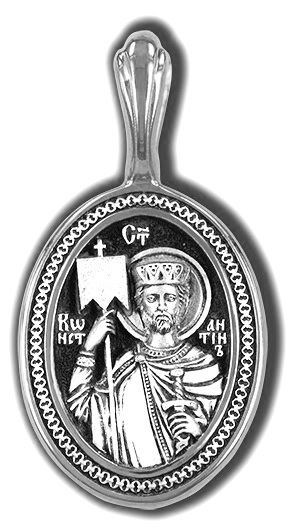 Образок серебряный черненый Святой мученик Константин 4.39 гр. 227807