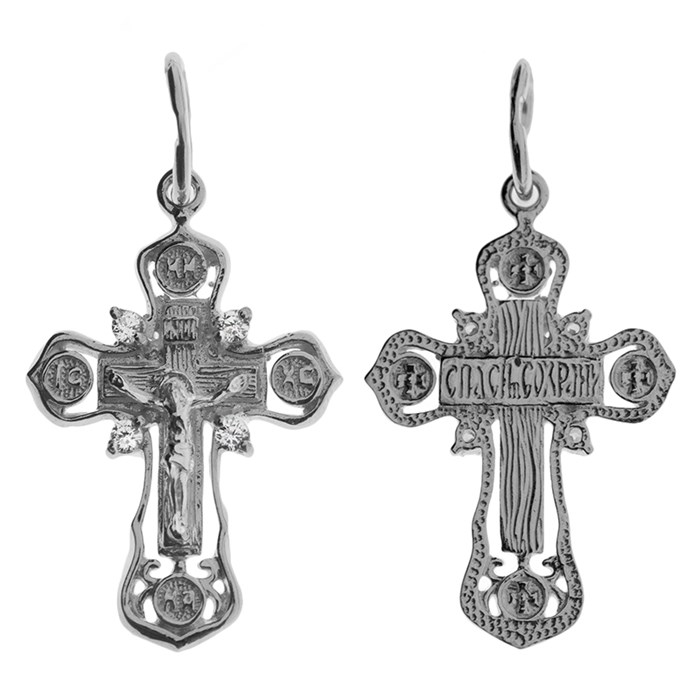 Крест серебряный Ag 925, коллекция Царь Славы, вставка Фианит, Родий, 1,34 гр. КРС02242721