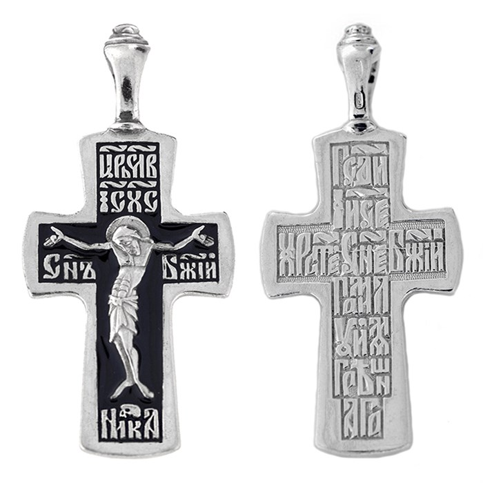 Крест серебряный Ag 925, коллекция Спаси и сохрани, с молитвой Господи, Иисусе Христе, Сыне Божий, помилуй, Чернение (оксидирование), 7,08 гр. КРС02242746