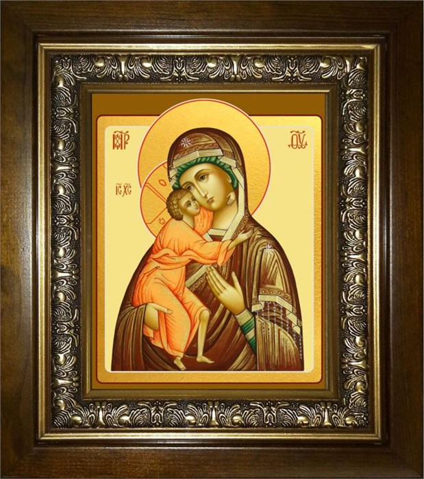 Феодоровская икона Божией Матери 14х18 в киоте 20х24 km_25_556