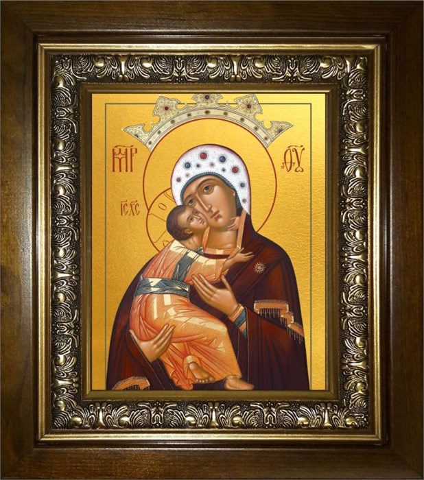 Владимирская икона Божией Матери 14х18 в киоте 20х24 km_25_576