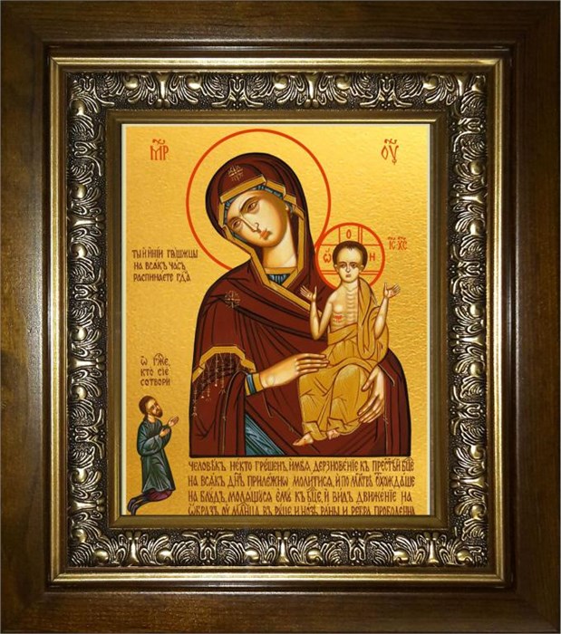 Нечаянная Радость, икона Божией Матери 14х18 в киоте 20х24 km_25_581