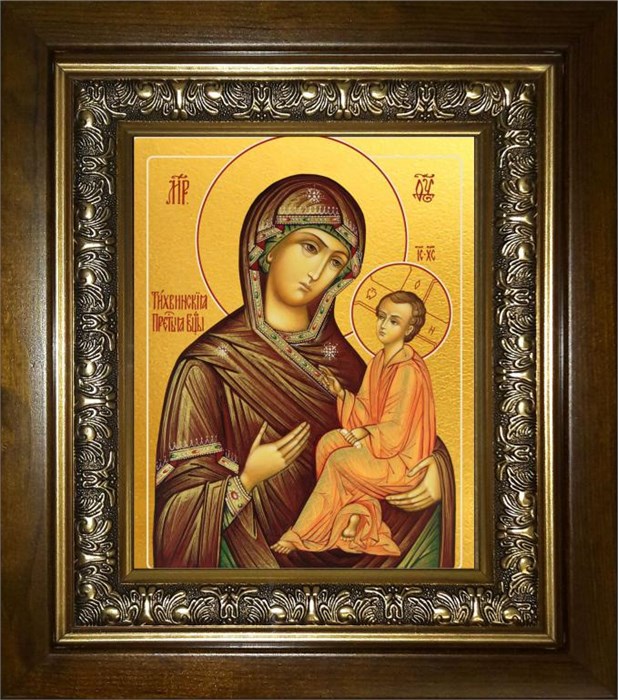 Тихвинская икона Божией Матери 14х18 в киоте 20х24 km_25_589