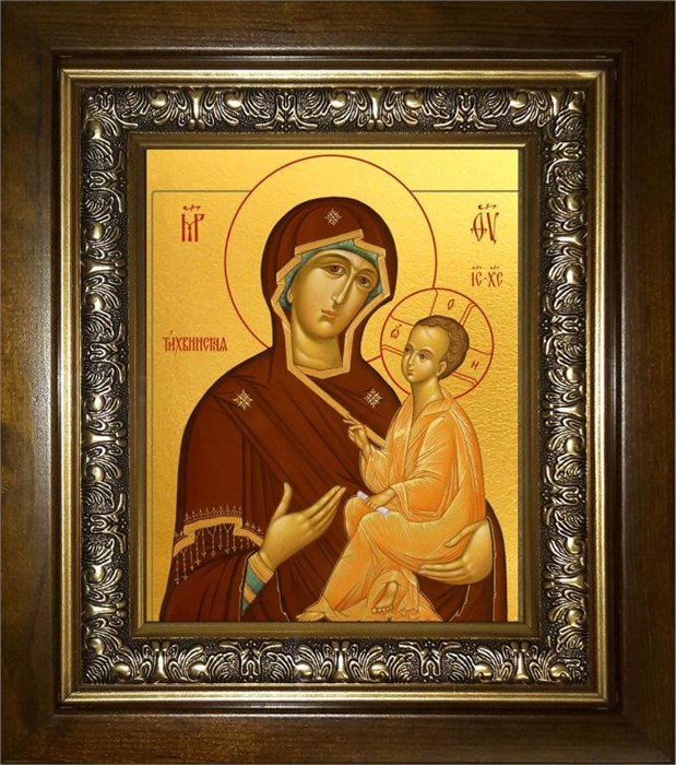 Тихвинская икона Божией Матери 14х18 в киоте 20х24 km_25_632