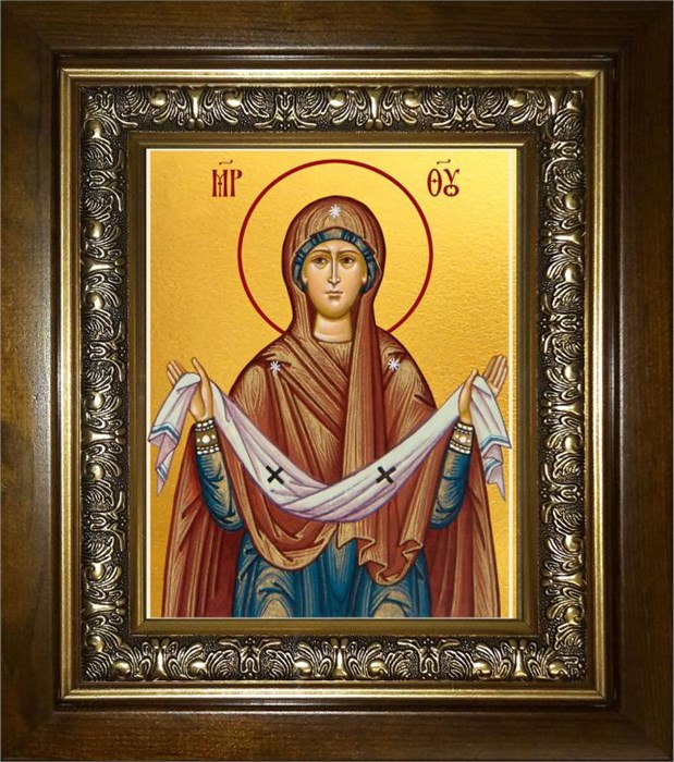 Покров, икона Божией Матери 14х18 в киоте 20х24 km_25_666