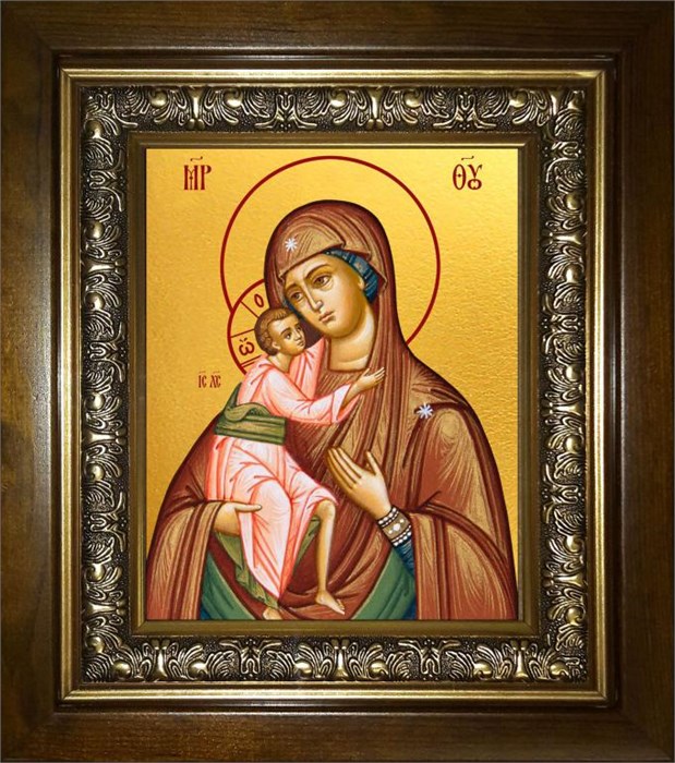 Феодоровская икона Божией Матери 14х18 в киоте 20х24 km_25_689