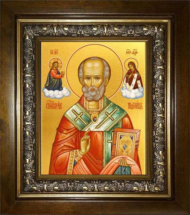 Николай чудотворец, архиепископ Мир Ликийских 14х18 в киоте 20х24 km_25_796