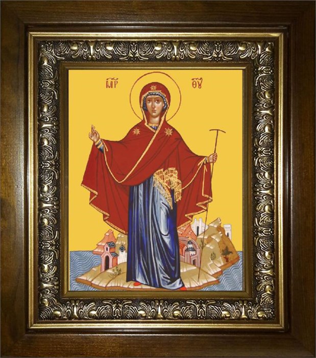 Афонская икона Божией Матери 14х18 в киоте 20х24 km_25_979