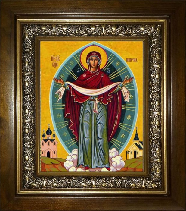 Покров, икона Божией Матери 14х18 в киоте 20х24 km_25_1118