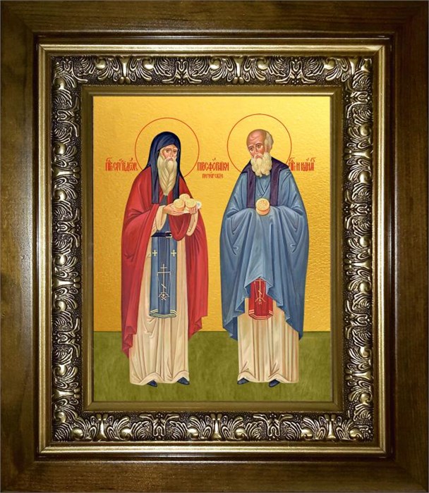 Спиридон и Никодим, преподобные, просфорники Печерские 14х18 в киоте 20х24 km_25_1268