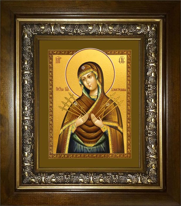 Семистрельная икона Божией Матери 18х24 в киоте 24х30 km_25_1603