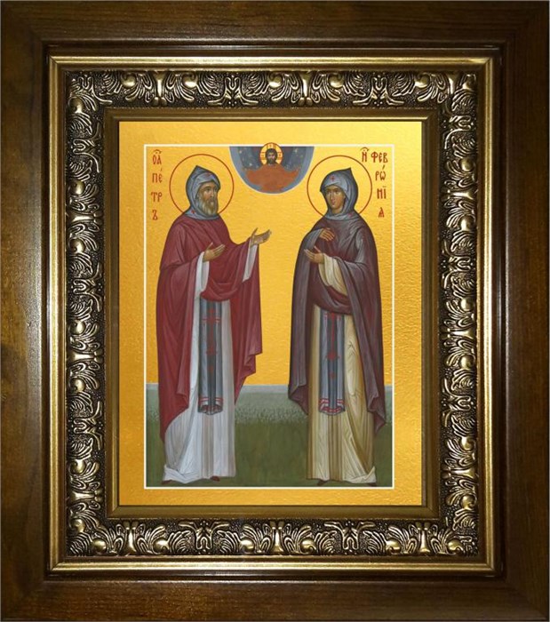 Петр и Феврония святые благоверные князья 18х24 в киоте 24х30 km_25_1629