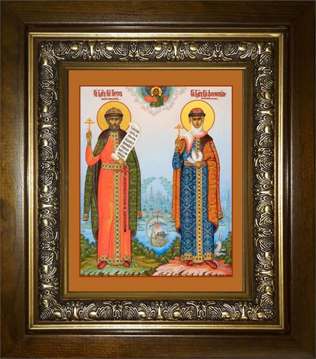 Петр и Феврония святые благоверные князья 18х24 в киоте 24х30 km_25_1642