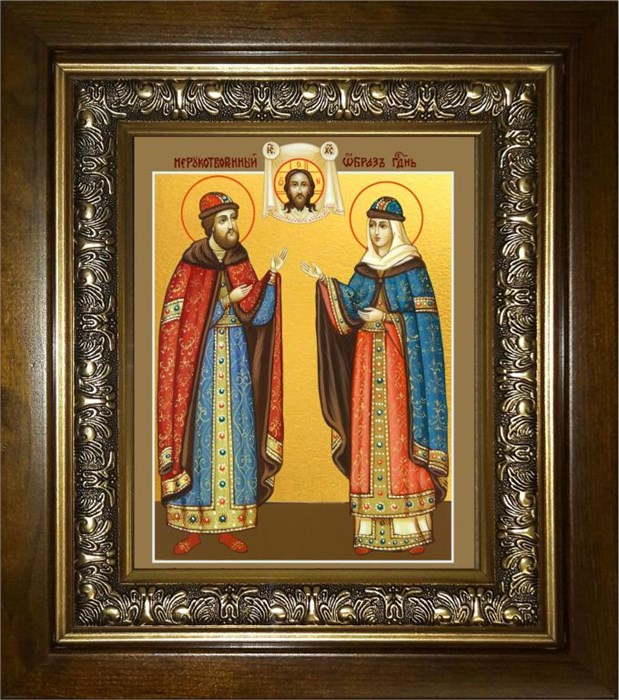 Петр и Феврония святые благоверные князья 18х24 в киоте 24х30 km_25_2068