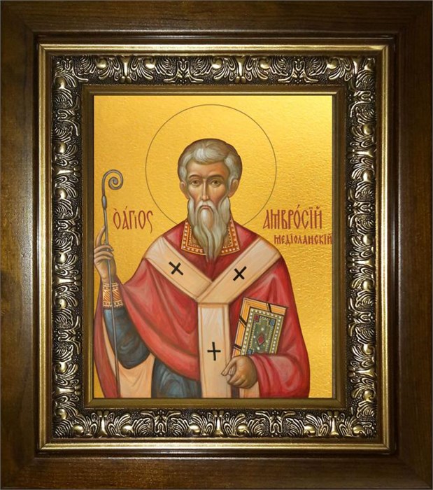 Амвросий Медиоланский святитель 18х24 в киоте 24х30 km_25_2188