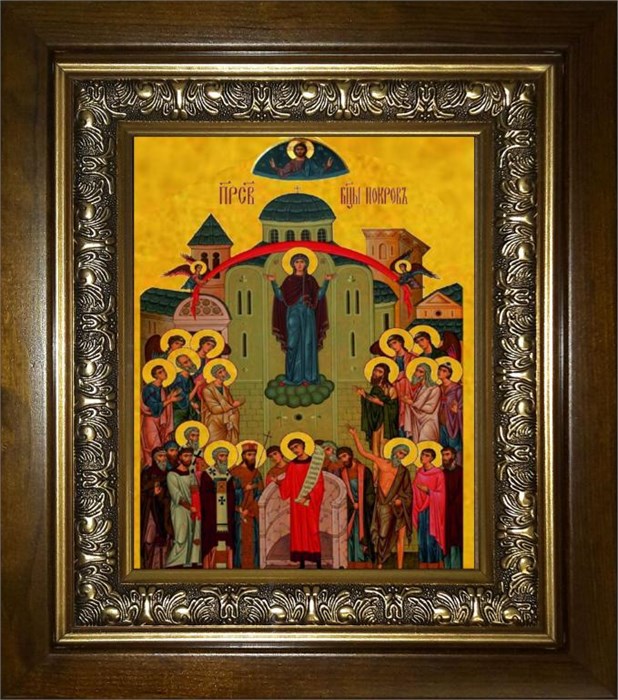 Покров, икона Божией Матери 18х24 в киоте 24х30 km_25_2468