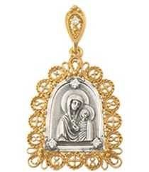 Образок позолоченный с фианитами Казанская Божья Матерь 3.8 гр. 227704