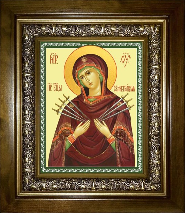 Семистрельная икона Божией Матери 14х18 в киоте 20х24 km_25_126