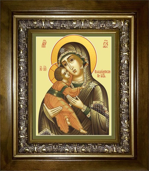 Владимирская икона Божией Матери 14х18 в киоте 20х24 km_25_132